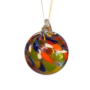 Art Glass Friendship Witch Spirit Ball Ornament Vibrant Multicolor 3½